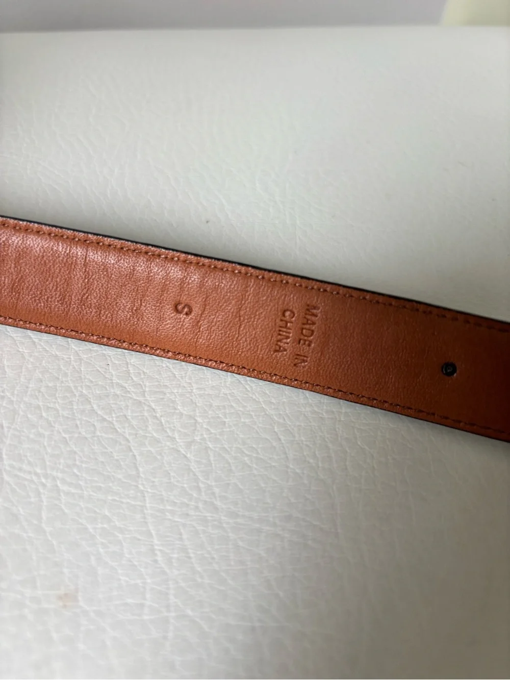Ralph Lauren Black Croc-Embossed Leather Belt with Brown Interior size S